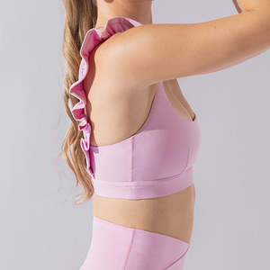 Soutien-gorge de sport pour femmes, col carré doux, dos bas, bretelles à volants, fabrication sur mesure OEM - Product Image 2