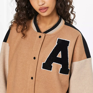 Women's Varsity <b>Jacket</b> Cow <b>Suede</b> Letter A Patchwork Full Sleeve Autumn Fashion Coat - Product Image 6