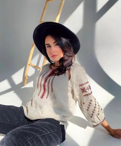 Handmade Ukrainian Embroidered Linen Blouse Boho Peasant Top Vyshyvanka <b>for</b> Women Vintage Style <b>for</b> Office Wear - Product Image 1