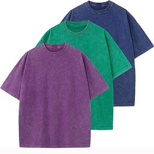 Camisetas de Hip Hop Vintage 220g Drop Shoulder High Street Camiseta lavada con ácido para hombres Venta al por mayor Camisetas de peso pesado personalizadas - Product Image 2