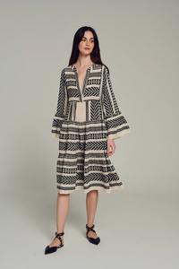 Nouveautés Robe tunique courte une pièce faite à la main pour femmes col en V texturé respirant léger viscose/coton pour l'été - Product Image 3