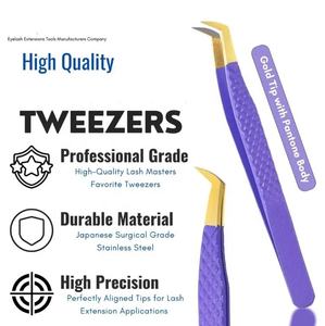 Pinzas Profesionales para Extensión de Pestañas con Punta de Fibra, Agarre Antideslizante, Recubrimiento en Polvo, Herramienta de Acero Inoxidable para Aplicación de Extensión de Pestañas - Product Image 4