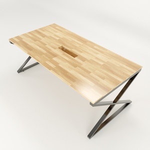 Adjustable Steel & Wood Minimalist <b>Office</b> Meeting <b>Table</b> for 6 200x100cm-Conference & Hotel Rooms-XConcept - Product Image 3