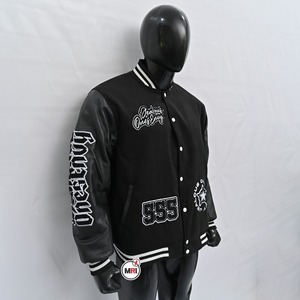 OEM Service Custom Made PU Leather Sleeves Chenille Embroidery Wool Body Streetwear Letterman Varsity Jackets For Mens - Product Image 5