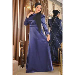 ชุดราตรีลำลองไซส์ใหญ่ Indigo MSW19128-3 แบบเปิดไหล่ ทรงเอไลน์ เอวธรรมชาติ ชายกระโปรงยาวแบบกวาดพื้น - Product Image 3