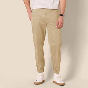 Pantalones Jogger Casuales de Corte Recto con Cintura Elástica y Cordón para Hombre, Pantalones Chino Jogger de Corte Recto para Trabajar, Color Caqui Marrón - Product Image 6