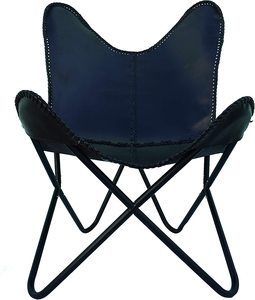 100% Genuine Leather Butterfly Blue Cover Golden Stand Relaxing Folding Arm <b>Chair</b> for Bedroom Living Room Leisure Leisure <b>Chair</b> - Product Image 6