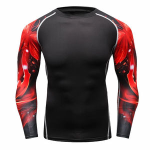 Camiseta personalizada de compresión para gimnasio de secado rápido para hombre, camiseta de entrenamiento físico de poliéster de gran tamaño, Anti-UV UPF50, ropa transpirable para protección contra erupciones - Product Image 1