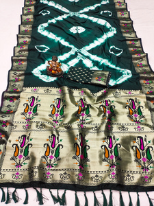 Métier à tisser traditionnel Jari Gold Minakari Saree ethnique indien de luxe avec bordure contrastée Pallu riche pour les fêtes - Product Image 6