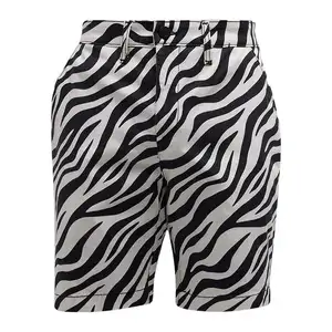 Custom High Quality Men's Cruise Zebra-Print Twill Shorts Regular Rise Knee Length Straight Leg Summer Pants For Men Oem Shorts