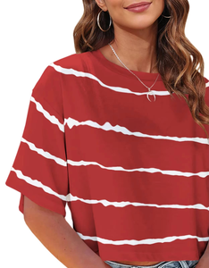 Top vente haut court T-shirt court à séchage rapide décontracté col rond conception Logo populaire Slim Fit confortable T-Shirt à la mode - Product Image 5