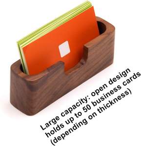 Paquete de 3 tarjeteros de madera de nogal para escritorio, organizador de tarjetas de madera, soporte para caja - Product Image 2