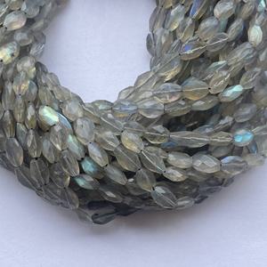 Perles de pierres précieuses ovales facettées en labradorite grise naturelle de 6 mm, 8 mm, 10 mm, brins pour la création de bijoux, qualité AAA, certifiées IGI, faites à la main - Product Image 3