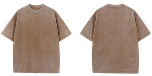 T-shirts vintage 100% coton délavé pour hommes T-shirts longs surdimensionnés et lourds avec impression unie Style unisexe - Product Image 3