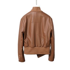 Gabardina de manga larga informal de piel sintética para mujer, chaqueta ligera antiarrugas de alta calidad para Material de PU de invierno - Product Image 3