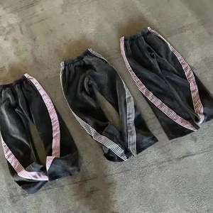 Pantalones de chándal rectos a rayas altas para hombre, cintura elástica, ajuste holgado con diseño a rayas, Pantalones rectos a rayas curvas para hombre OEM - Product Image 6