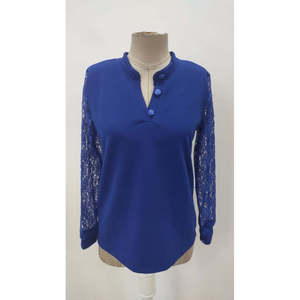Blouse en crêpe à manches longues avec col et détails boutonnés pour femme, 29310 - Saks Mavi - Product Image 4