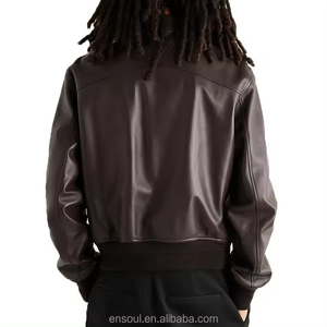 Super vente vestes en cuir de mouton pour hommes personnalisé extérieur Vintage lisse Monochrome imperméable veste en cuir pour hommes - Product Image 3