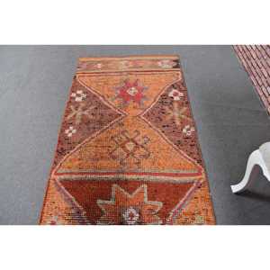 พรมตุรกี, พรมวิ่งขนาด 3x11.1 ฟุต, พรมวินเทจสีส้มน้ำตาลลายพรางทำจากขนสัตว์ - Product Image 4