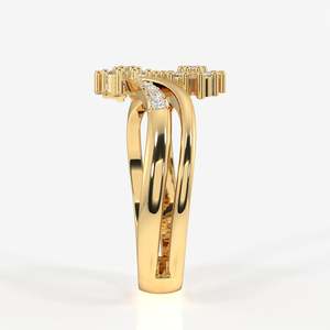 Bague en or 9 carats avec diamant de laboratoire Floral Duo, collection de bagues élégantes en diamant - Product Image 3