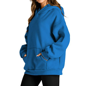 Sudadera con capucha de lana de algodón pesado para mujer, sudaderas de felpa francesa con hombros caídos de gran tamaño personalizadas, patrón de botones - Product Image 4