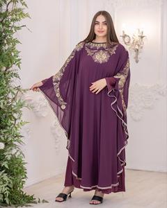Robe caftan élégante en crêpe satinée marocaine, longueur au sol, respirante, blanche, takchita, taille standard pour femmes, fête de Nikkah - Product Image 1