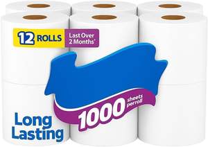 Papel higiénico a granel, 12 rollos – 1000 hojas por rollo, suave, de 1 capa, apto para fosas sépticas y caravanas, papel higiénico duradero para el hogar - Product Image 4