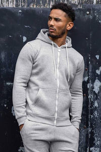 Sweat à capuche tendance en molleton gris dynamique coupe classique coupe-vent 100% coton pour homme avec ourlet et poignets côtelés Vêtement décontracté Automne Écologique - Product Image 6