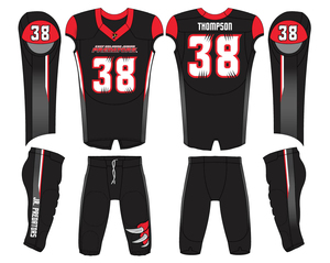 Maillots de football américain noirs avec pantalon respirant blanc Caractéristiques de la taille Plus - Product Image 1