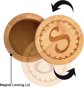 2 packs de boîtes à sel et à poivre en bambou avec 2 cuillères pots à épices Boîte de rangement pour assaisonnements avec couvercle pivotant et aimant - Product Image 4