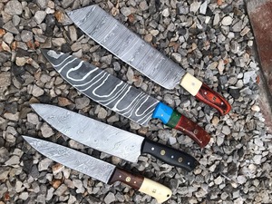 Juego de Cuchillos de Chef de Acero de Damasco Hechos a Mano con Mangos Impresionantes, Cuchillos de Cocina de Grado DIY, Soporte OEM - Product Image 3