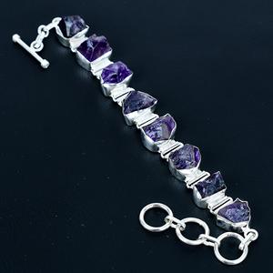 Pulsera Boho Hippie de Plata de Ley 925 con Amatista Cruda Certificada de Art Palace, Hecha a Mano, Estilo Vintage, con Cadena Navideña - Product Image 4
