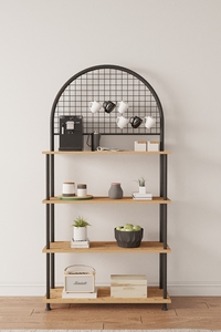 Estante de Almacenamiento para Cocina, Soporte para Microondas, Organizador para Cafetera y Panel Trasero con Rejilla, Estante de Cocina con Soporte para Microondas - Product Image 2
