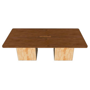 Contemporary Minimalist Rectangular Meeting <b>Table</b> 240x120cm with Rubber Wood Legs for Conference Room & Hotel (BH68008) - Product Image 3