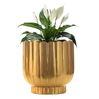 Pot de fleurs hydroponique avec finition dorée, décoration de mariage avec support en métal, vente en gros de pots en fer de luxe