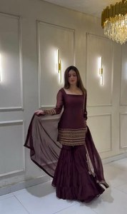 Conjunto de Shalwar Kameez de Seda Kota con Bordado y Estampado a Mano, para Fiestas, Estilo Casual para Mujer - Product Image 4