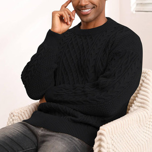 Pull cardigan d'hiver pour homme avec logo personnalisé, 100% coton, tricoté, col rond, haute qualité - Product Image 5