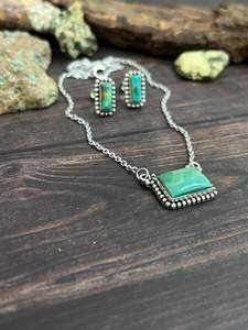 Collier en argent sterling fait à la main Kingman Turquoise ensemble de boucles d'oreilles bijoux élégants du sud-ouest pour les femmes tenue unique - Product Image 2