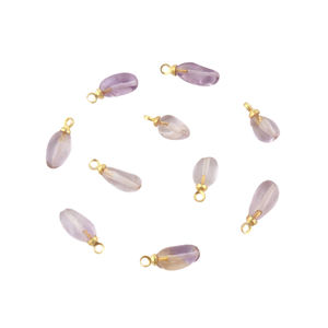 Charming Tumble Smooth Natural Purple Amethyst <b>Pendant</b> Connector Brass Gold Plated Top Drilled Diy Single <b>Bail</b> Supply Connectors - Product Image 2