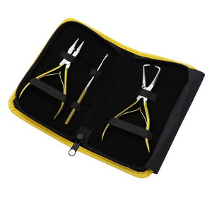 Ensemble de pinces à cheveux en or de haute qualité avec aiguille, kit d'outils de perlage professionnel, matériau composite, belle pochette en cuir - Product Image 5
