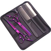 VENTA CALIENTE Kit de tijeras de pelo profesional negro y dorado Juego de peluquero recubierto de titanio de 5 piezas con tijeras de corte de borde de maquinilla de afeitar