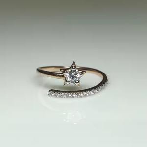 Anillo de banda abierta de diamante cultivado en laboratorio VVS, forma de estrella de oro rosa de 14 quilates para bodas, aniversarios, anillos de compromiso - Product Image 1