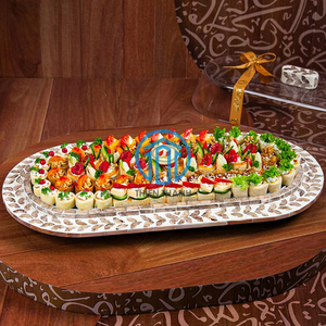 Ornate Arabic-Inspired MOP Tray with Glass <b>Cover</b> Ideal for Serving Nuts, Dates & Holiday Delights for Ramadan & Eid - Product Image 1
