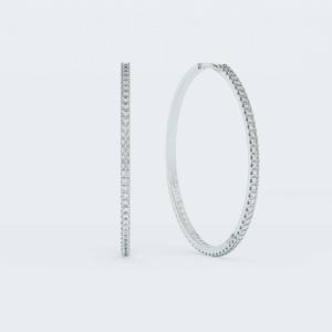 Boucles d'oreilles créoles en diamant de laboratoire rond en or massif 10 carats Boucles d'oreilles à vis Boucles d'oreilles Huggie en diamant de laboratoire CVD Diamond - Product Image 1