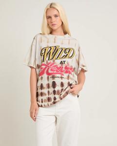 Camiseta de Verano Extra Grande de Poliéster, Cuello Redondo, Mangas Cortas, Estampado, Color Marrón Beige, Estilo Tie-Dye - Product Image 6