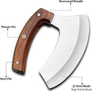 Couteau Ulu Alaskan en acier 12c27, fourreau en cuir, couteau de cuisine forgé à la main, couteau professionnel sur mesure OEM, manche en bois de rose - Product Image 3