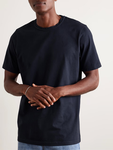 Camiseta de algodón de manga corta con cuello redondo para hombre, camiseta de logotipo personalizado con estampado personalizado de alta calidad Unisex de Color sólido - Product Image 3