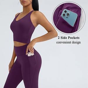 Conjunto de Yoga de 2 Piezas para Mujer, Conjunto de Yoga sin Costuras de Secado Rápido, Logotipo Personalizado, Conjunto de Sujetador Deportivo y Leggings para Gimnasio - Product Image 4