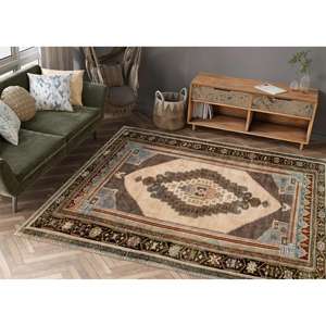 พรมลายเหรียญสีน้ำตาลสไตล์ตุรกี: พรมสไตล์วินเทจ พรมพิมพ์ลาย พรมบางแบบไม่ทอ - Product Image 2