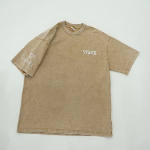 Camisetas de algodón de peso pesado para hombre Tallas grandes Lavado ácido con bordado personalizado Tela de Jersey de diseño propio personalizable para niños - Product Image 1